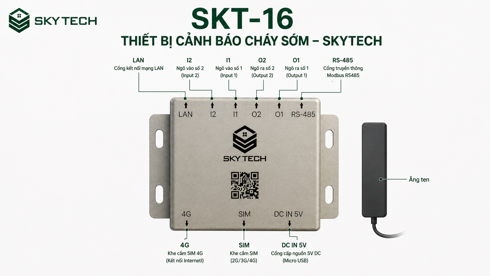 Thiết bị cảnh báo cháy sớm SKT-16 hệ thống ăng-ten báo cháy 4G